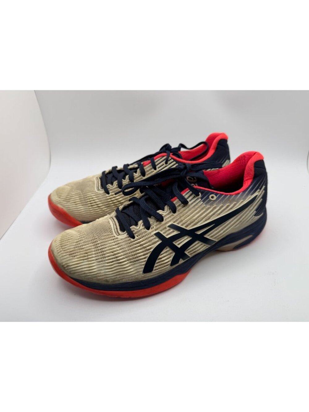 Asics Solutions Speed FF Tennis Shoes Women Size 7.5 White /Peacoat/Pink Glow